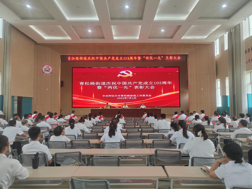 青松路街道党工委举行庆祝中国共产党成立103周年暨“两优一先”表彰大会